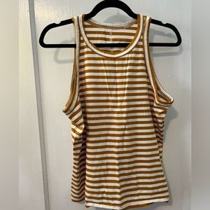 Everlane mustard yellow and white striped jersey knit tank size XL